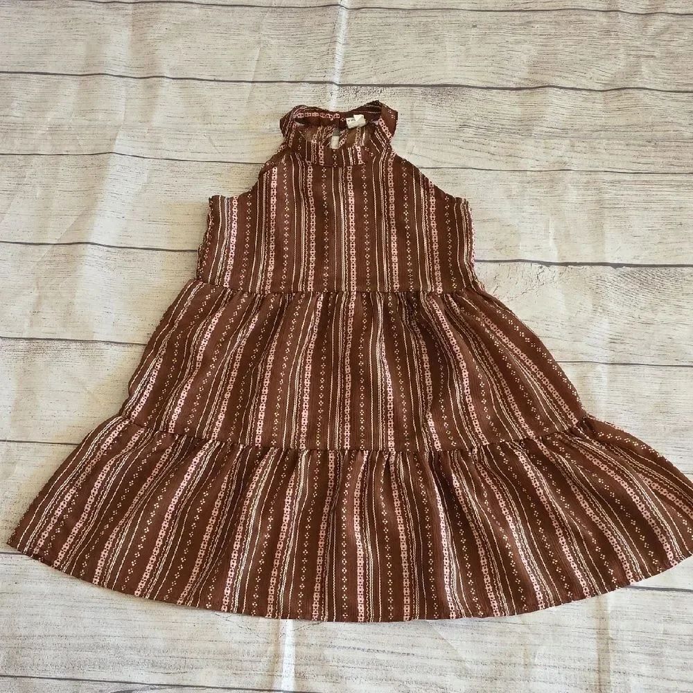 SHEIN Brown and White Halter Tiered Sundress